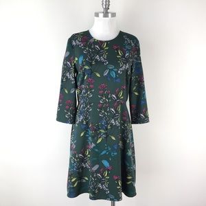 Banana Republic Green Floral Fit Flare Dress‎